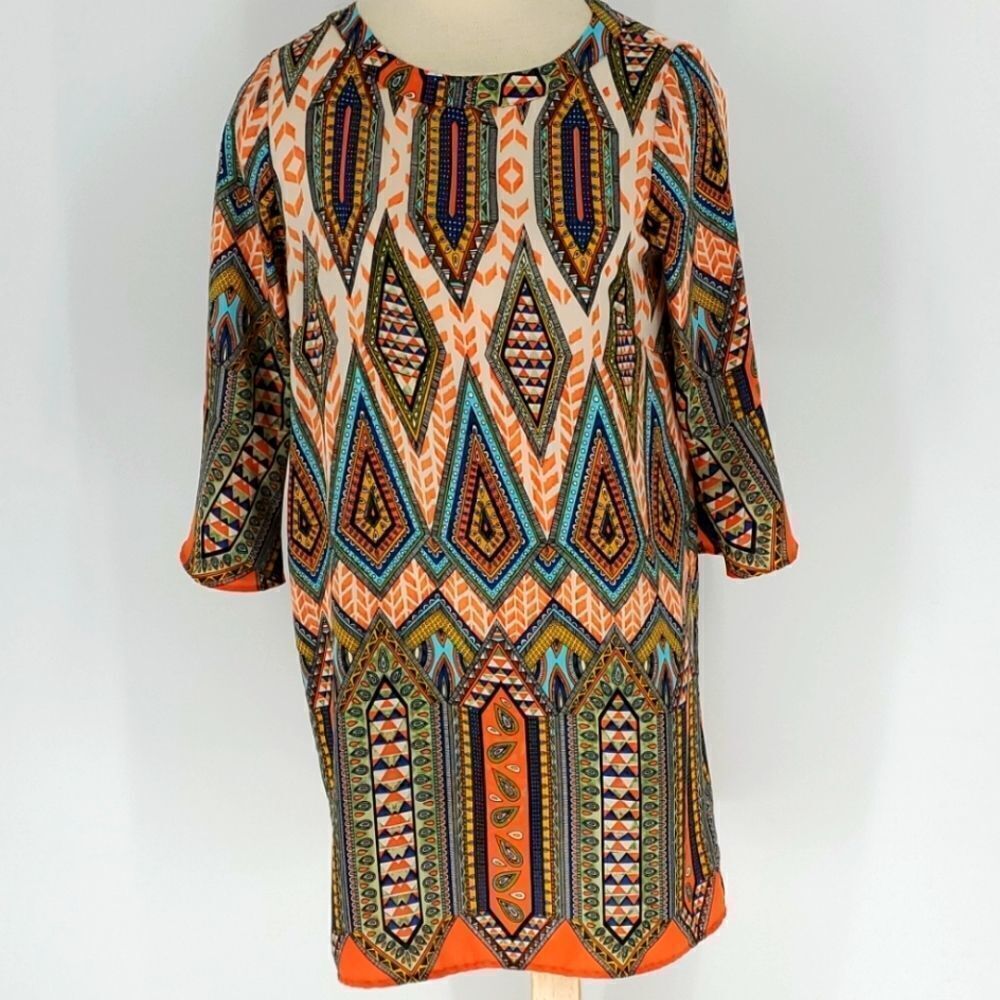 Glam shift dress. Size small. bell sleeves. Southwest style